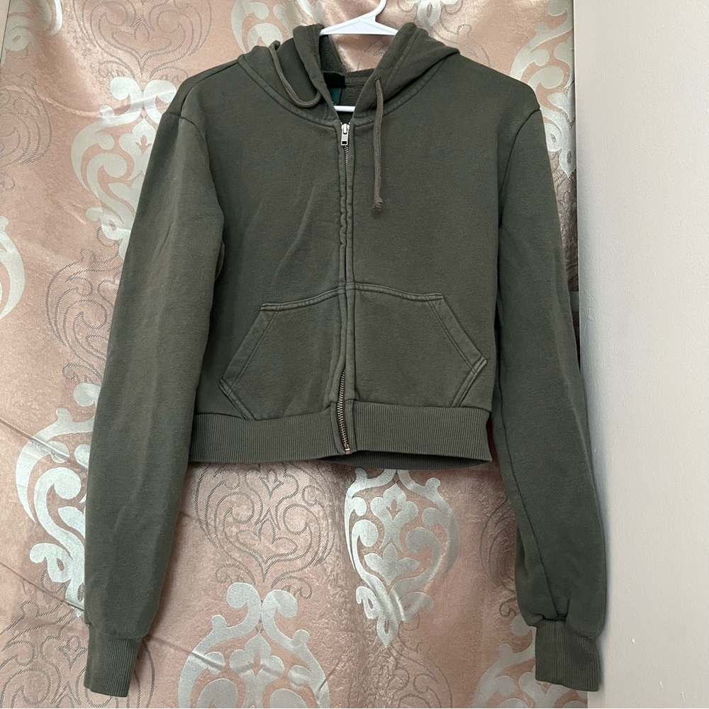 Wild Fable Green Cropped Hoodie Jacket